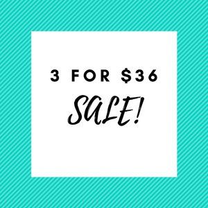 Sale! (Any items titled 3/$36 are included)